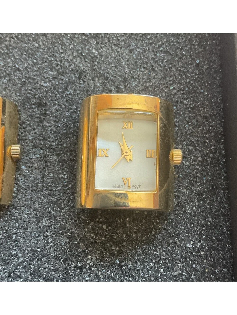 Cool Vintage Cufflink Watches 19mm X 22mm Gold Tone With MOP Dial S2